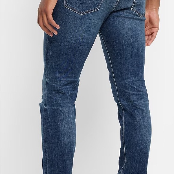 Express Men’s Slim Ripped Dark Wash Stretch Jeans NWT - Picture 4 of 8
